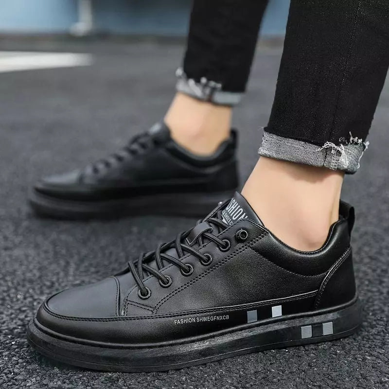 Tênis Masculino Couro Mario Fashion Flat Preto