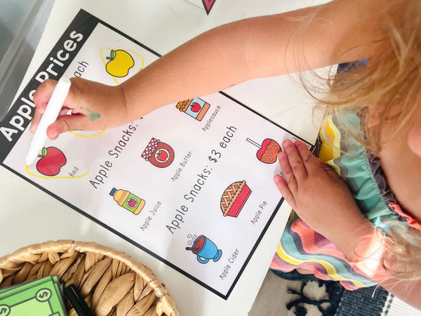 Pretend Play Printable For Preschool: Apple Prices