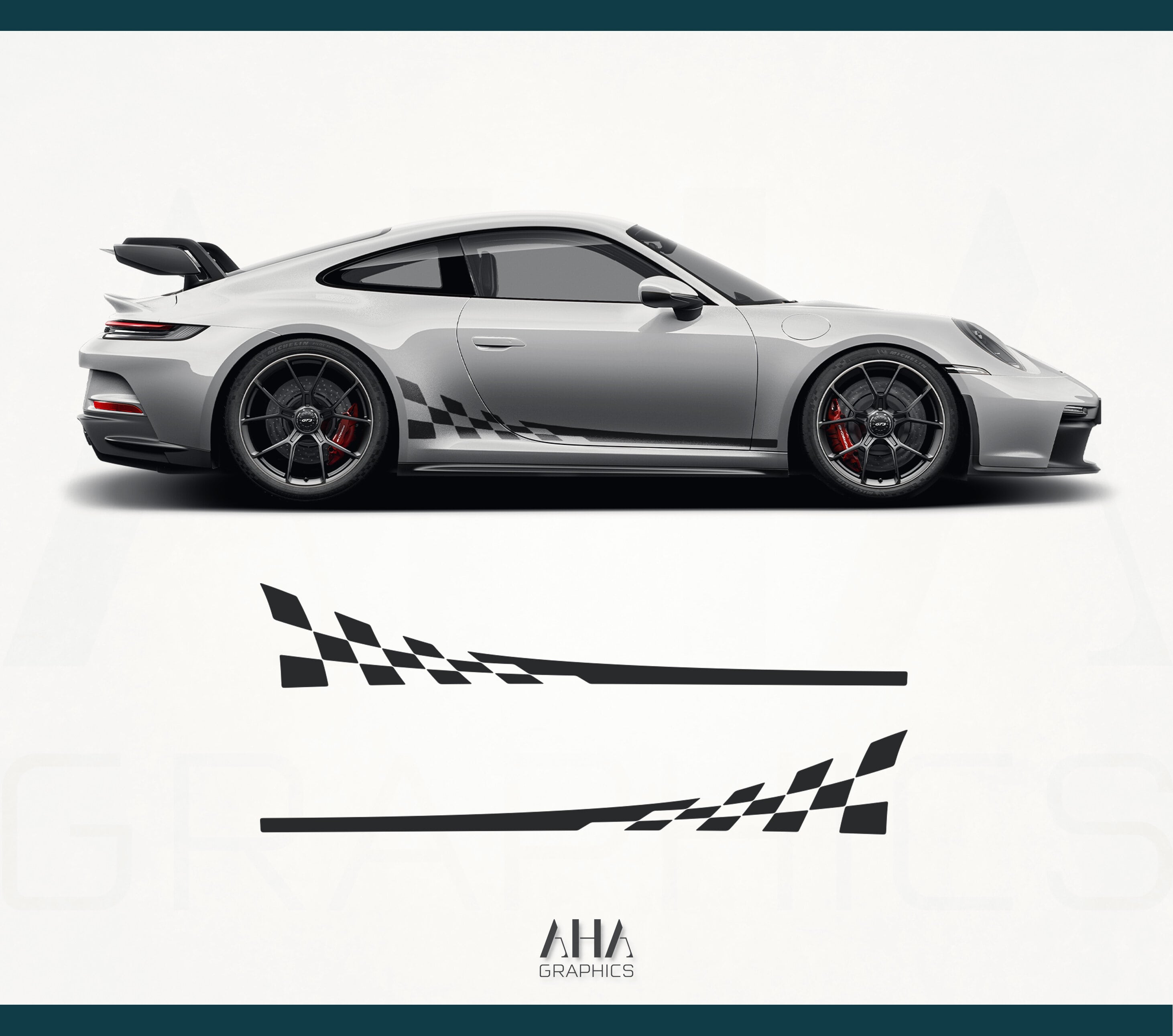 992 911 GT3 Checkered Side Stripes Decals