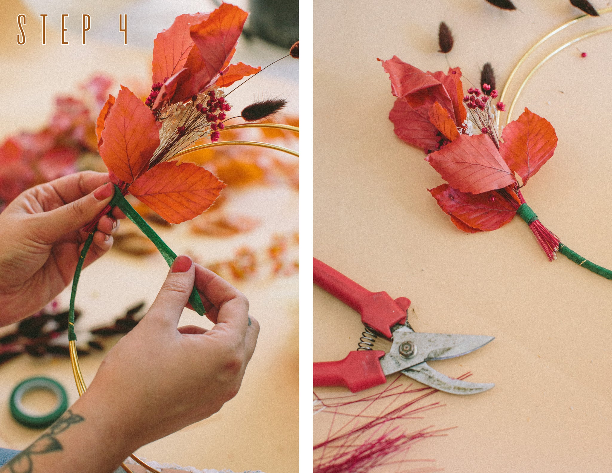 Wildflora Gold Ring Wreath with fall Foliage Tutorial  photo by © Valerie Noell 2019