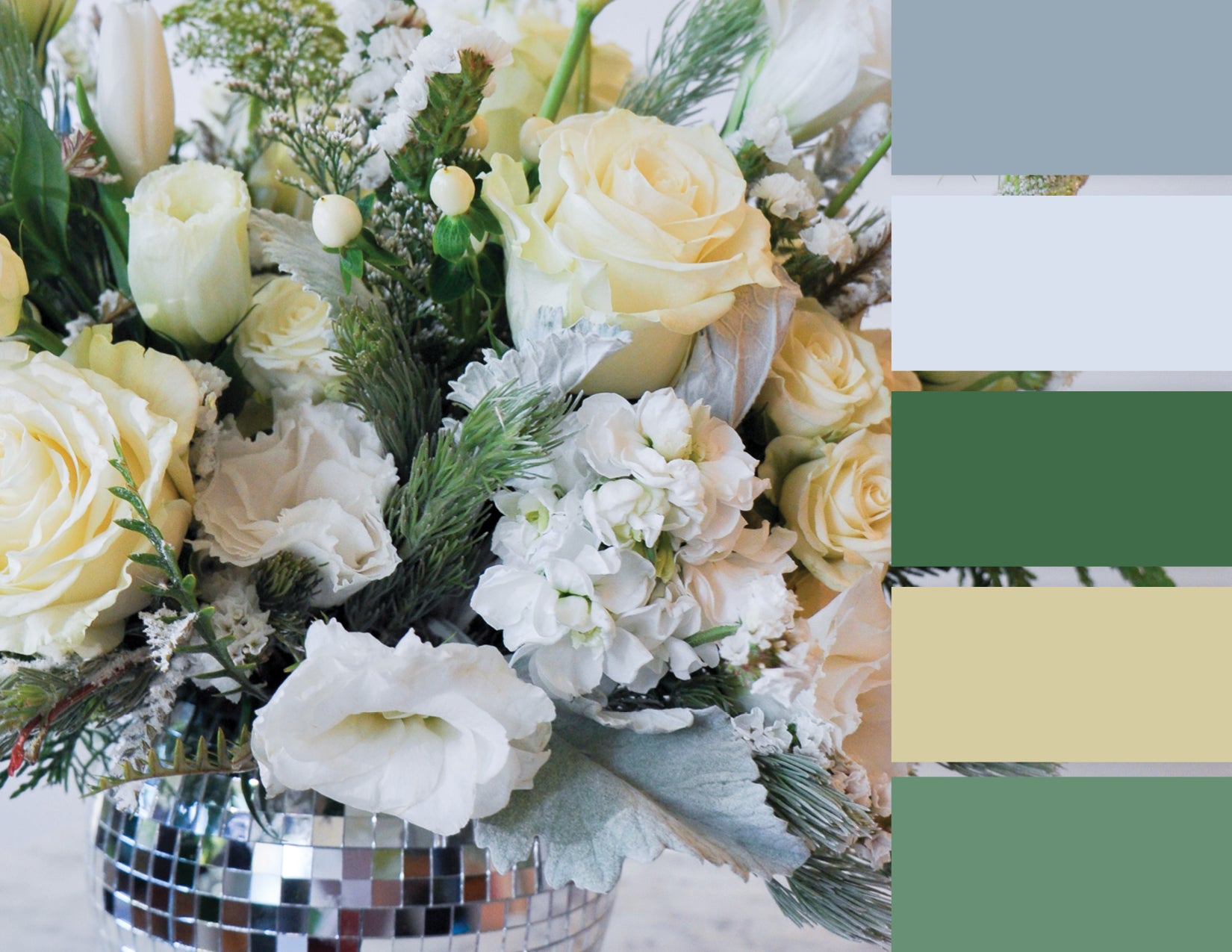 WildFlora holiday 2023 color palette vintage Christmas Hanukkah winter florals flower arrangements bouquet los angeles