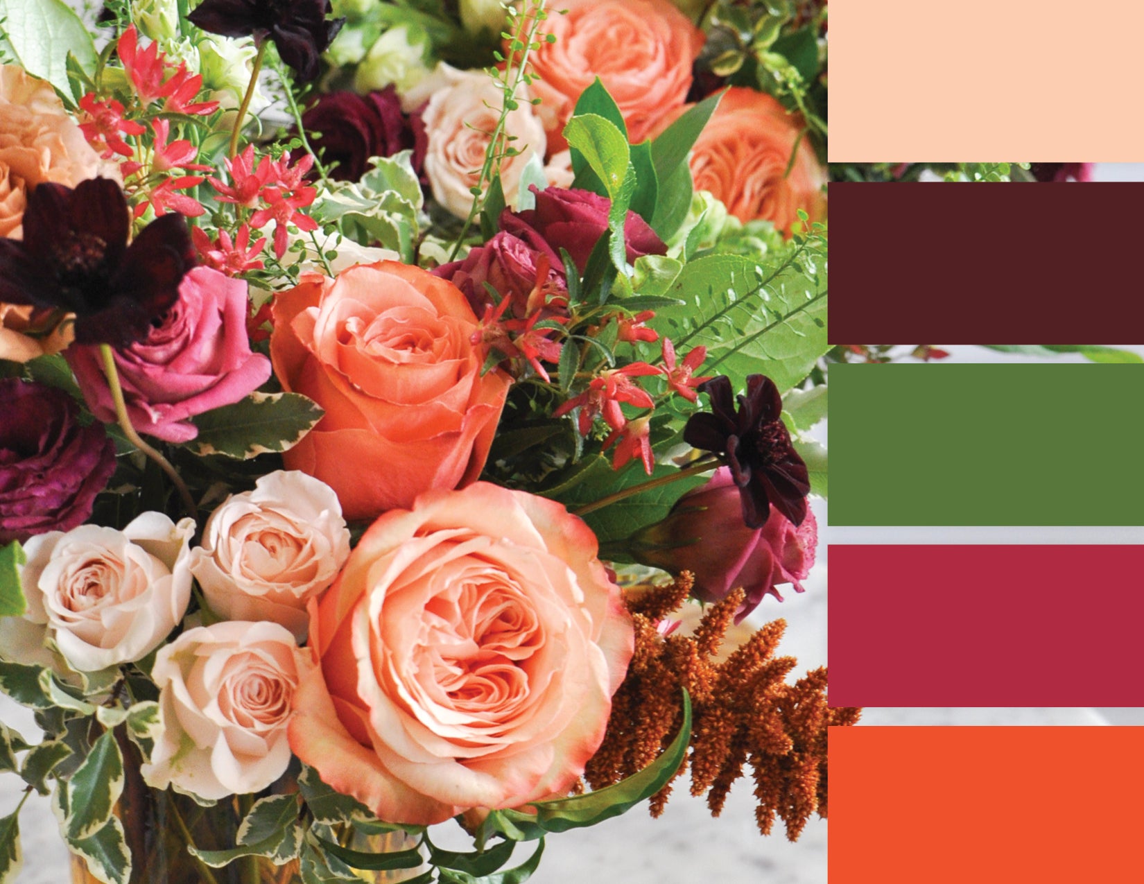 WildFlora holiday 2023 color palette vintage Christmas Hanukkah winter florals flower arrangements bouquet los angeles