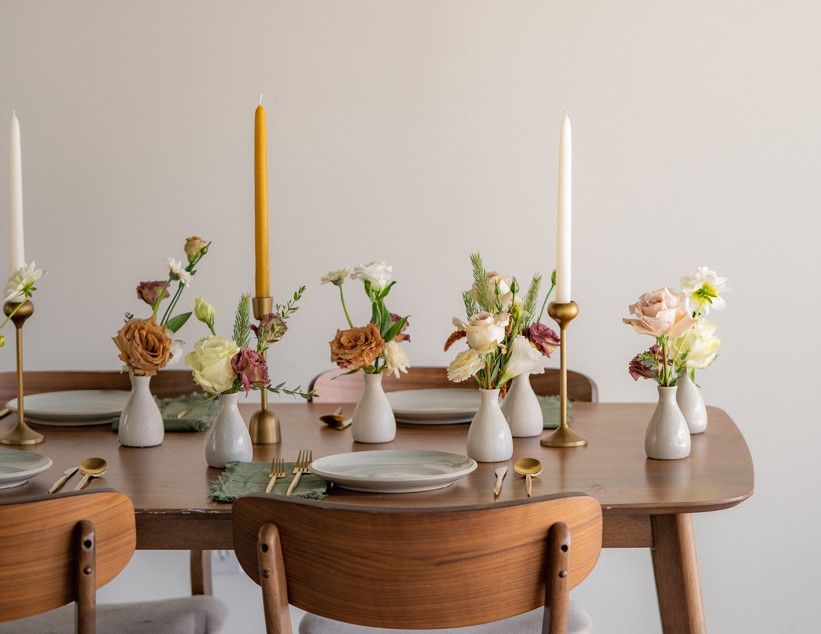 WildFlora Thanksgiving Gather Collection blog table holiday tablescape idea bud vases