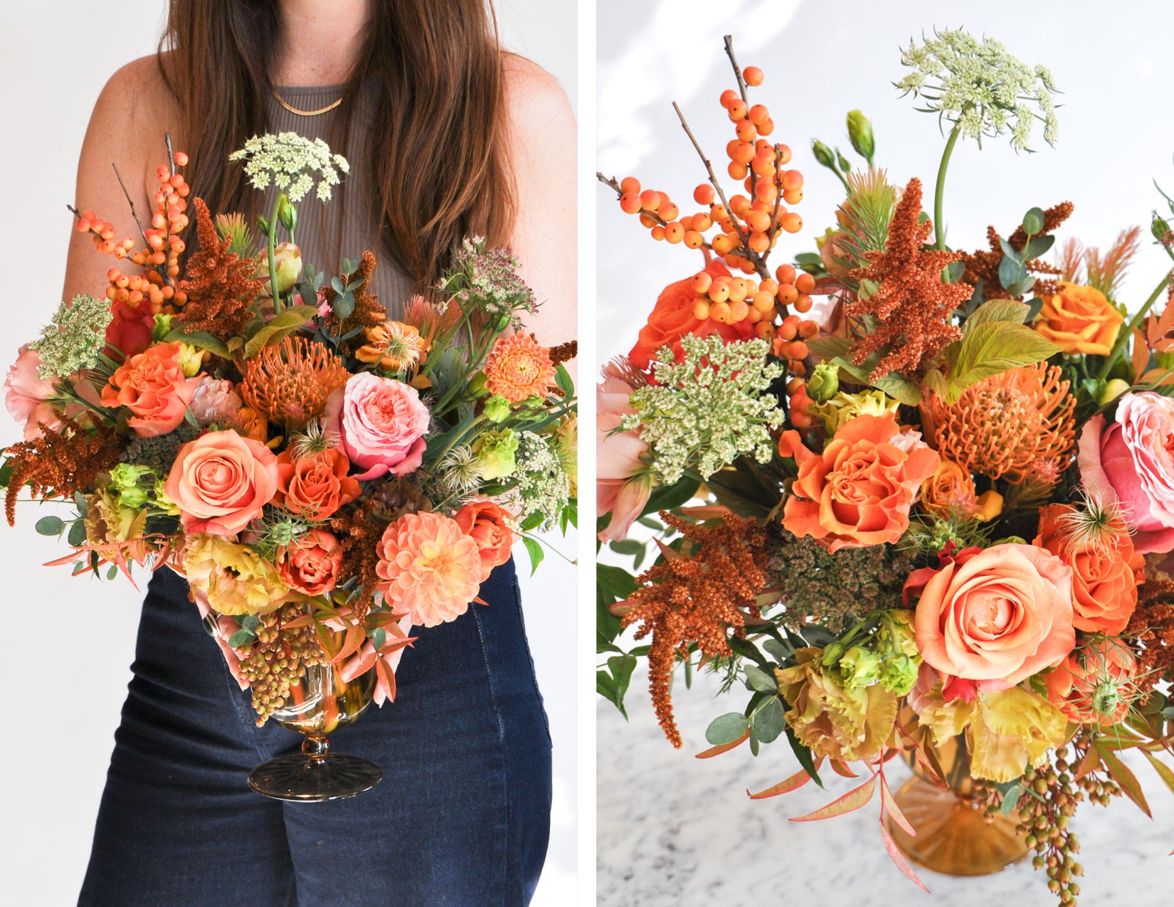 WildFlora Gather Collection Thanksgiving 2023 autumnal autumn fall warm colors tablescape centerpiece goblets florist los angeles