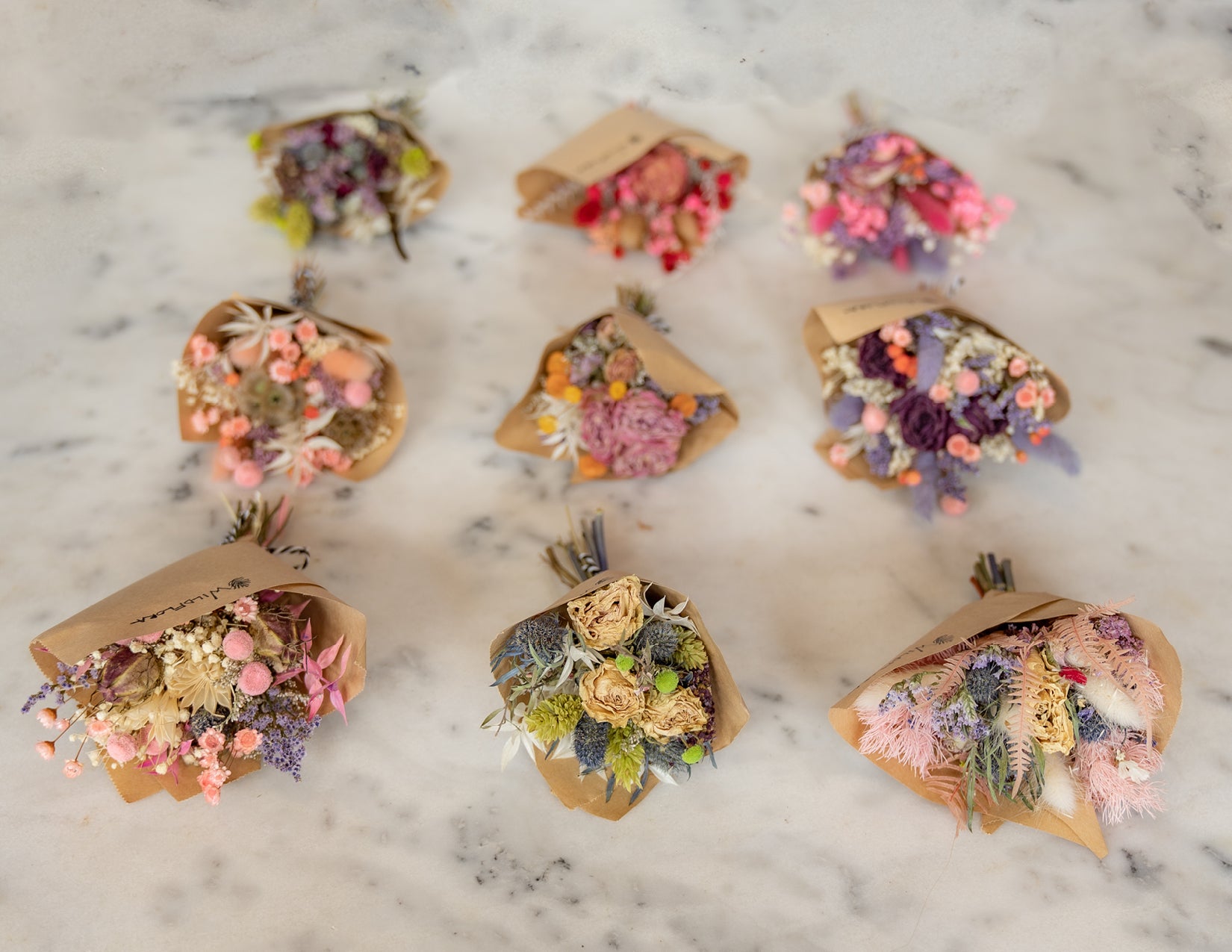 WildFlora mother's day flower alternatives gift present ideas mini tiny little dried bouquets floral flowers wrapped
