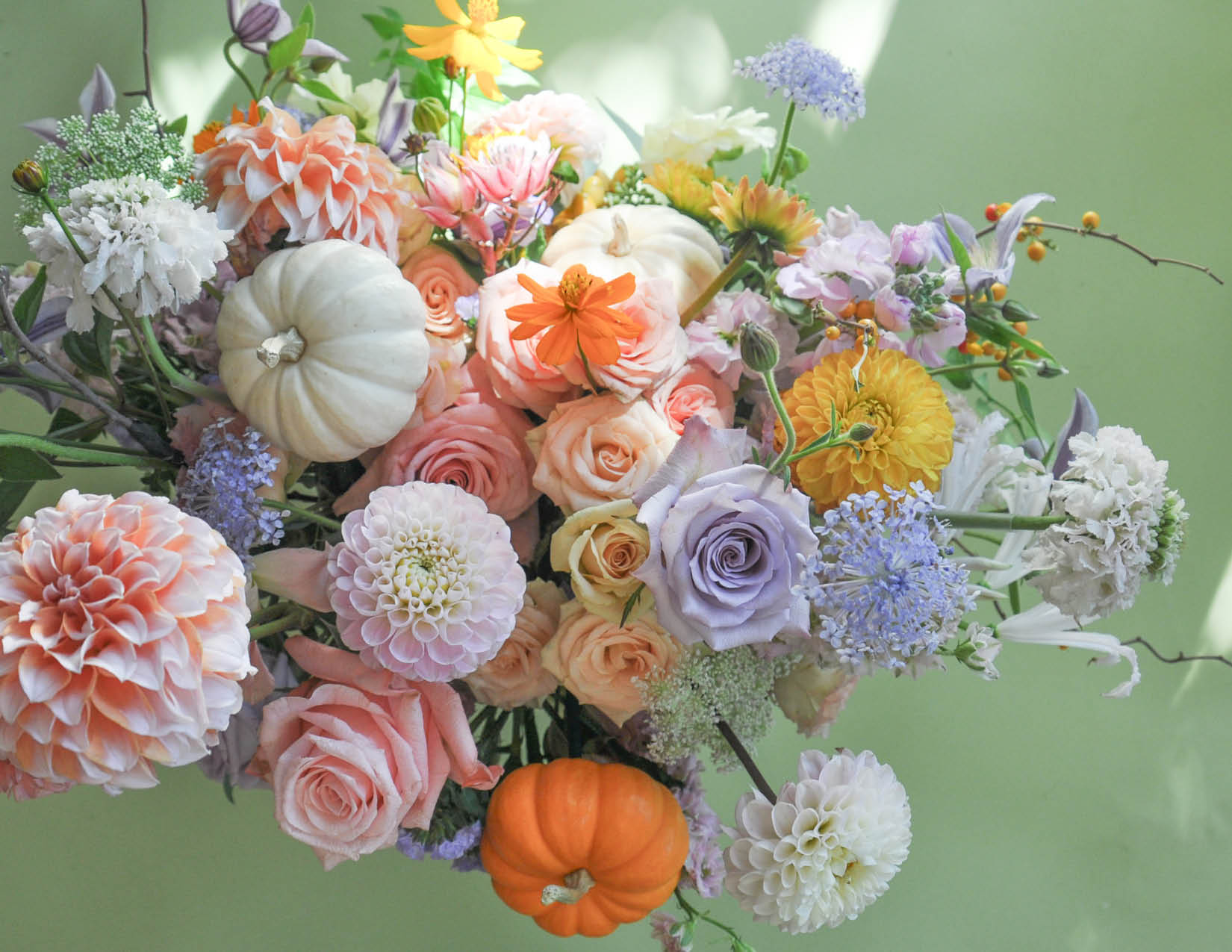 wildflora spooky season halloween October flower floral color palettes pastel peach purple white yellow orange pumpkin fairytale cinderella