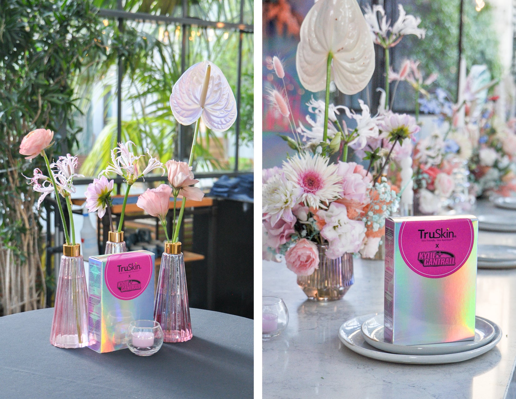 WildFlora TruSkin Kylie Cantrall Event collaboration iridescent iridescence color pastel rainbow palette anthurium ranunculus rose dahlia daisy delphinium lily orchid magical shimmer