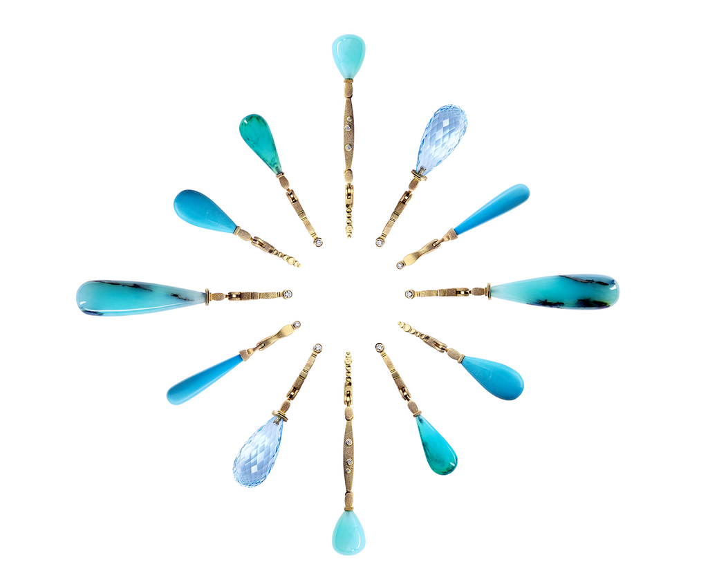 Sticks and Stones Pendants by Alex Sepkus in shades of light blue