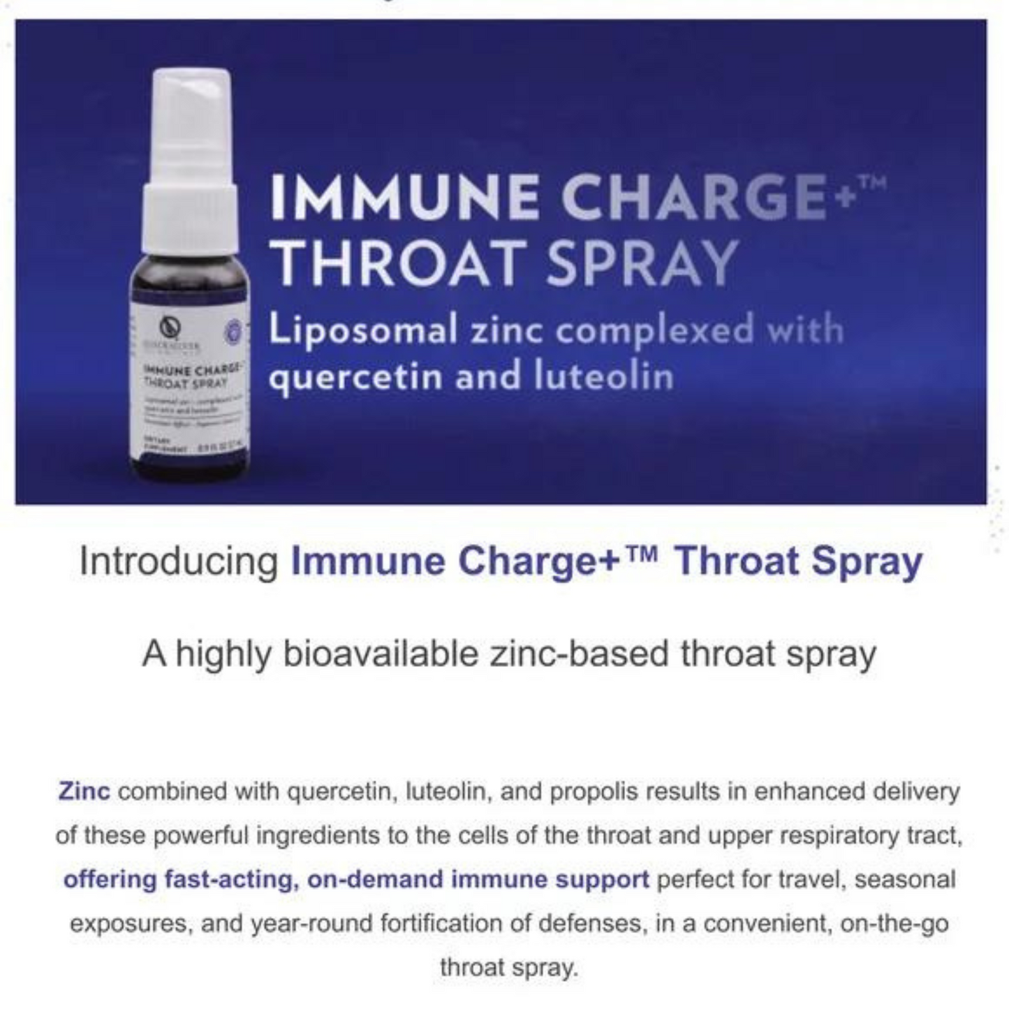 Immune Charge+ Throat Spray by Quicksilver Scientific