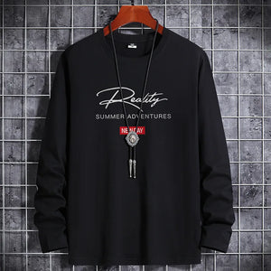 New Shirts for Men Clothing Anime Graphic Oversized Tops Cotton Winter Autumn White Manga Black Round Shirt Casual Sport T-shirt - M̷O̷M̷O̷