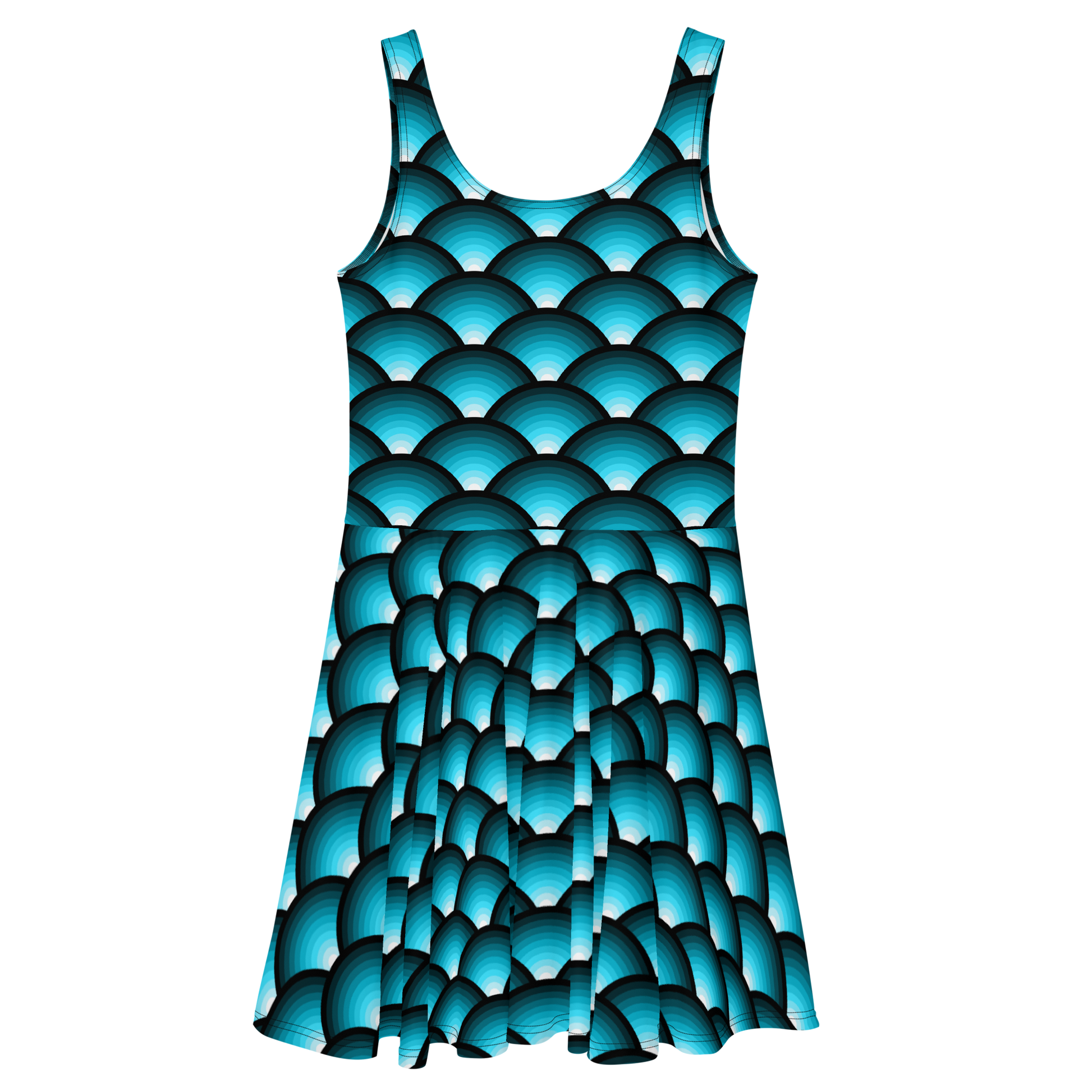 Arcs in Blue Skater Dress – TrashClownArt
