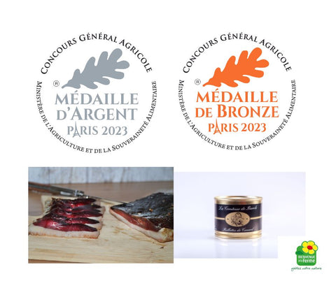 Concours Général Agricole 2023 médaille argent et médaille bronze - magret séché et rillettes -La Comtesse de Barole