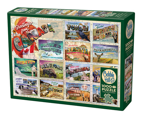 box of postcards from canada on cobble hill puzzle