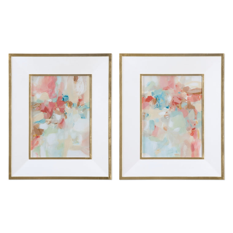 A Touch Of Blush And Rosewood Fences Art, S/2