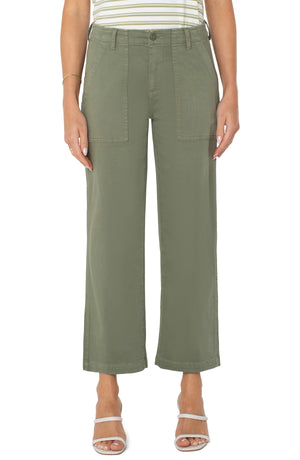 Cargo Wide Leg Crop | Martini Olive - Harriman Clothing Co. 