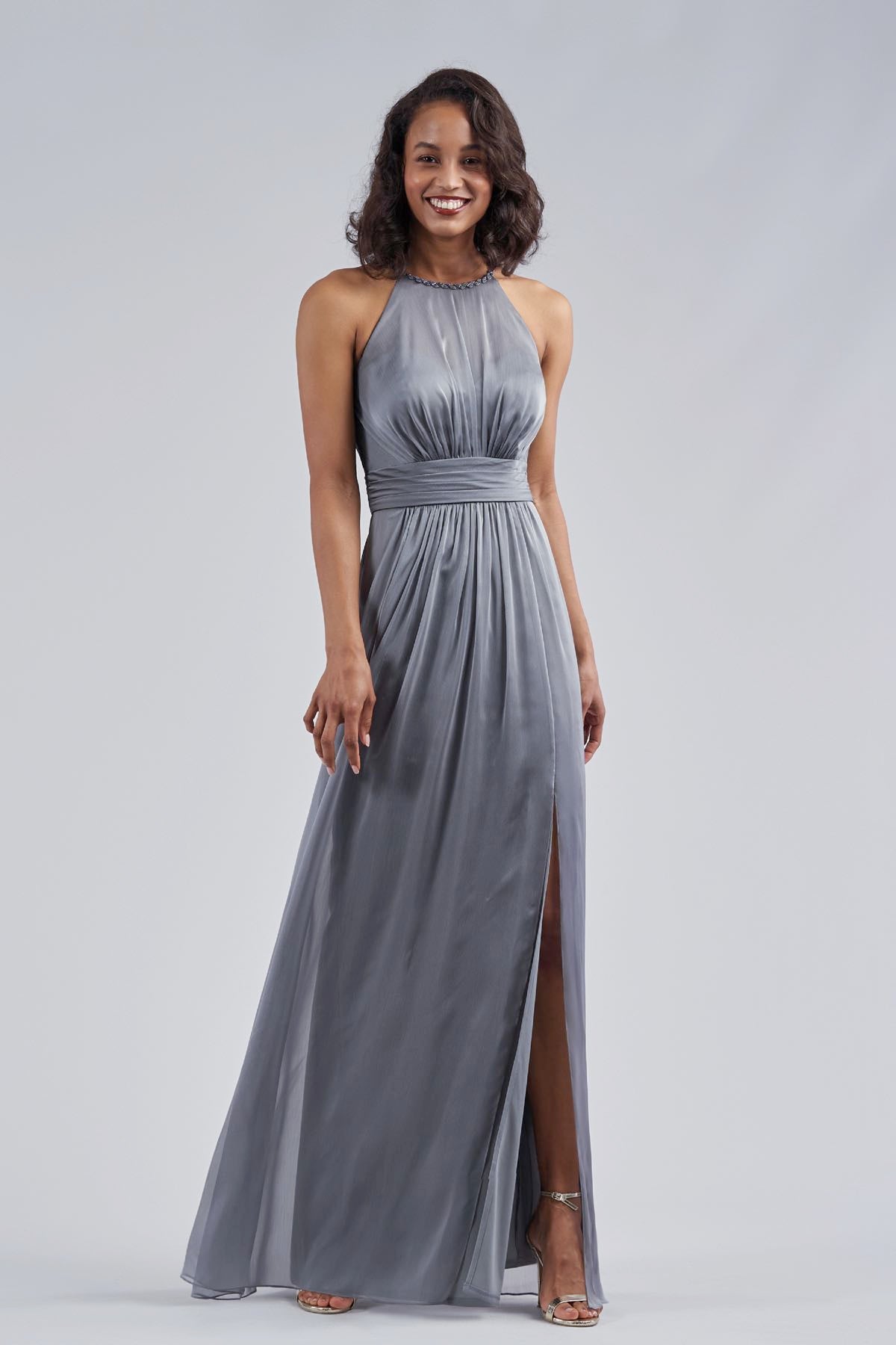 Belsoie Tiffany Chiffon Bridesmaid Dress With Halter Neckline Many C Harriman Clothing Co 0024