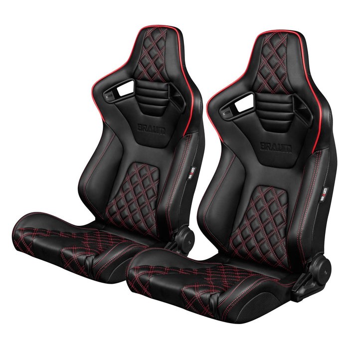 Braum Racing Elite-X Series Racing Seats - Diamond Edition (Red Stitch ...