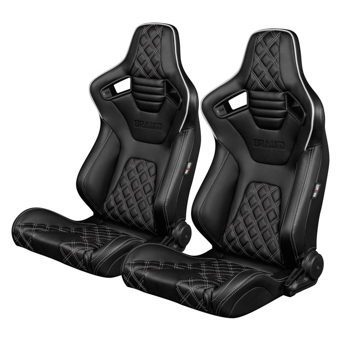 Braum Racing Elite-X Series Racing Seats - Diamond Edition (White Stit ...