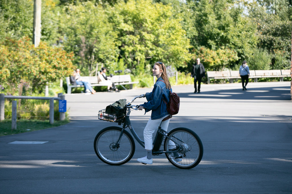 woman on sol bike