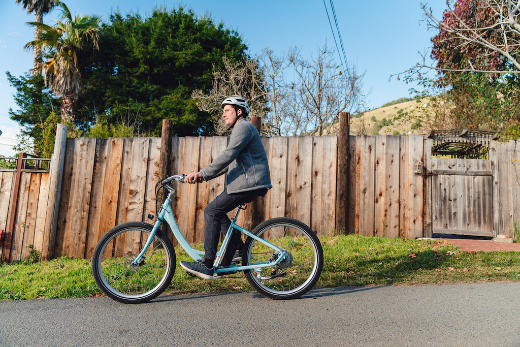 man riding bike