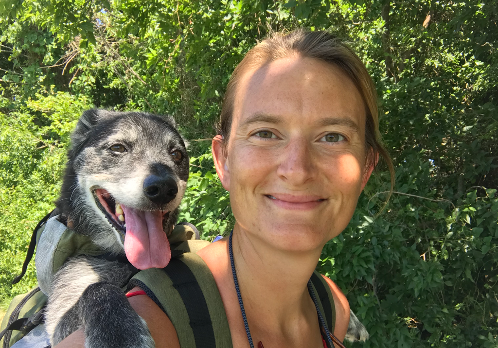 Tia with her dog, Tramp