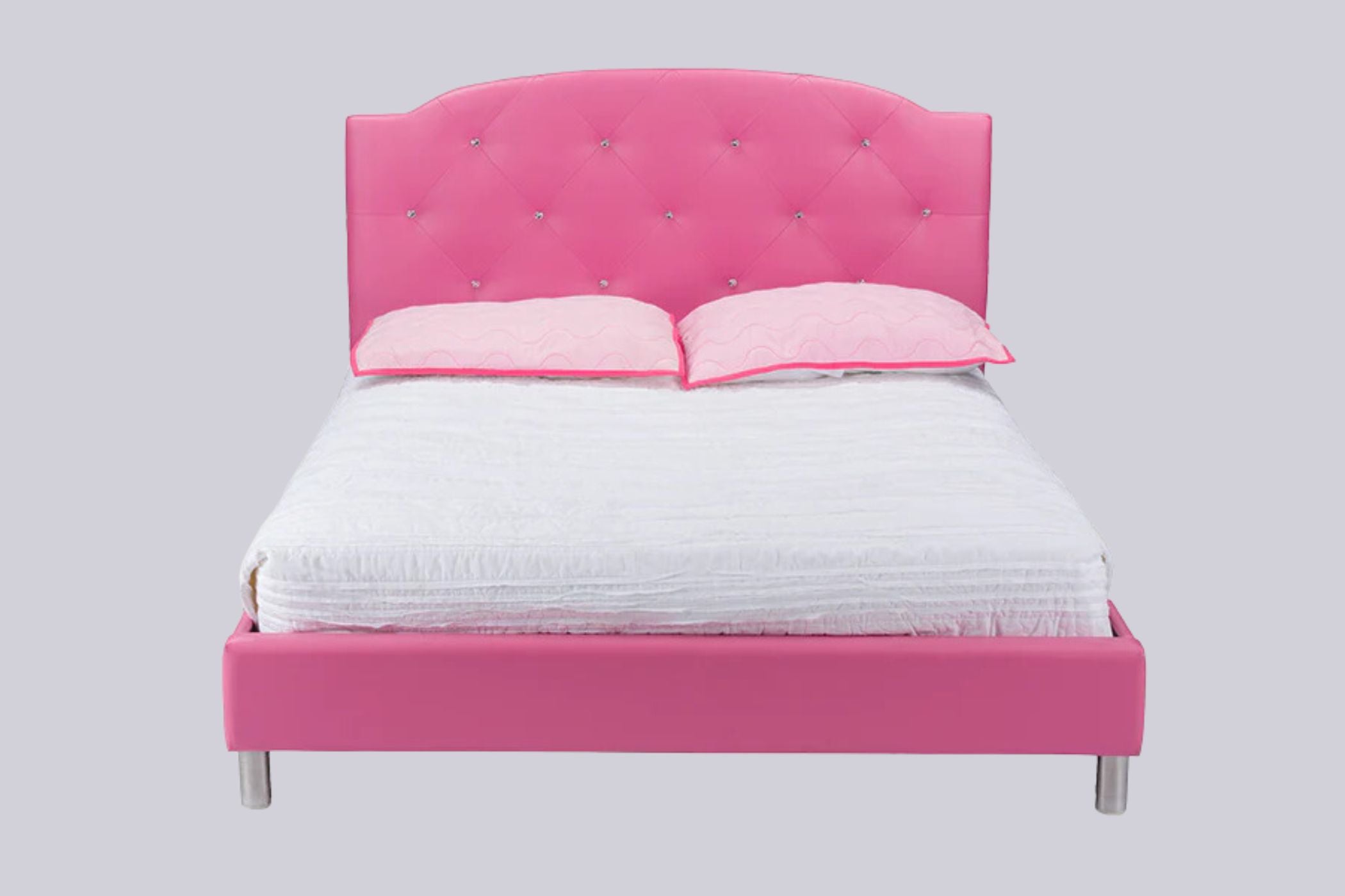 Canterbury Hot Pink Faux Leather Queen Size Platform Bed