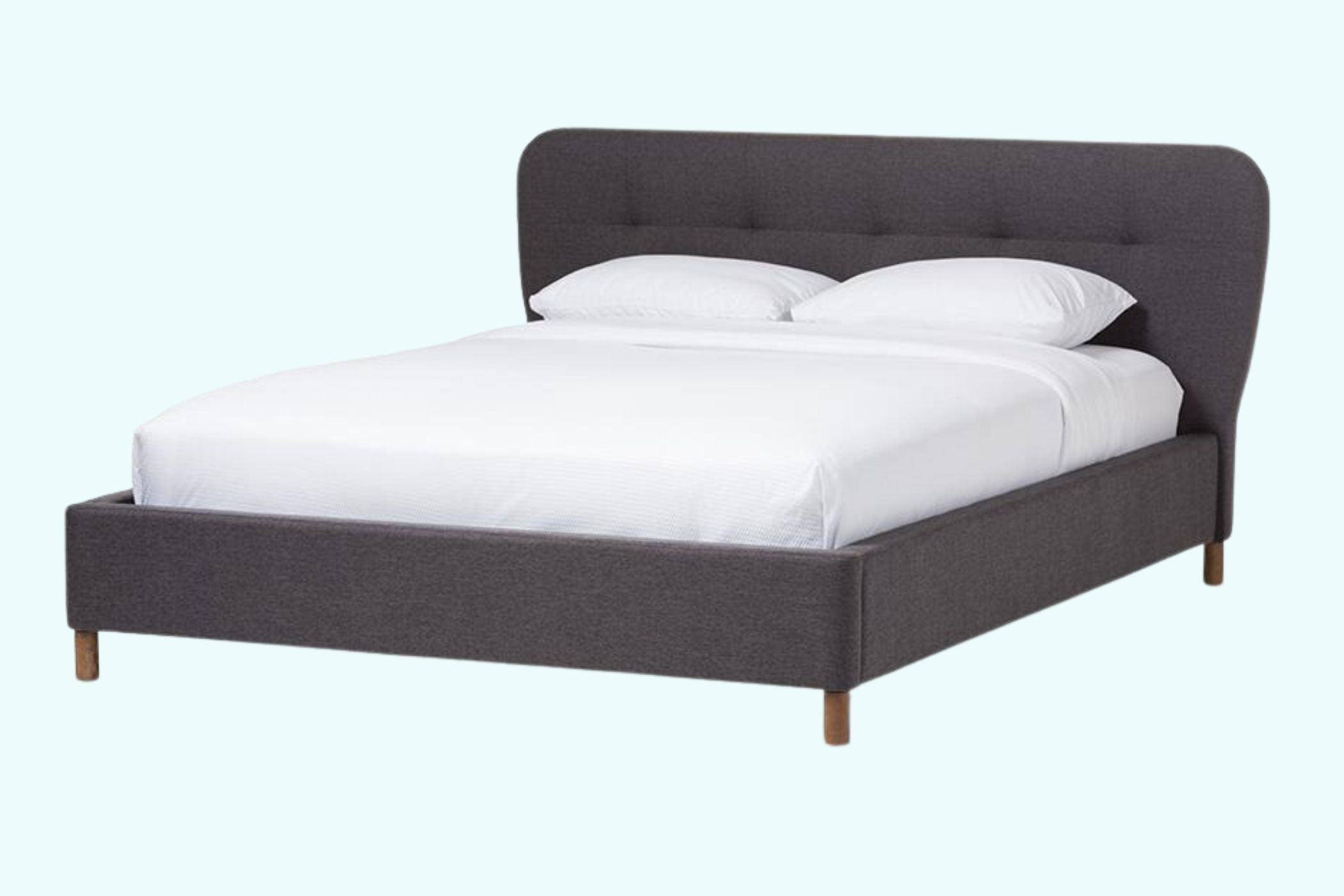 Germaine Dark Grey Fabric King Size Grid-Tufting Platform Bed