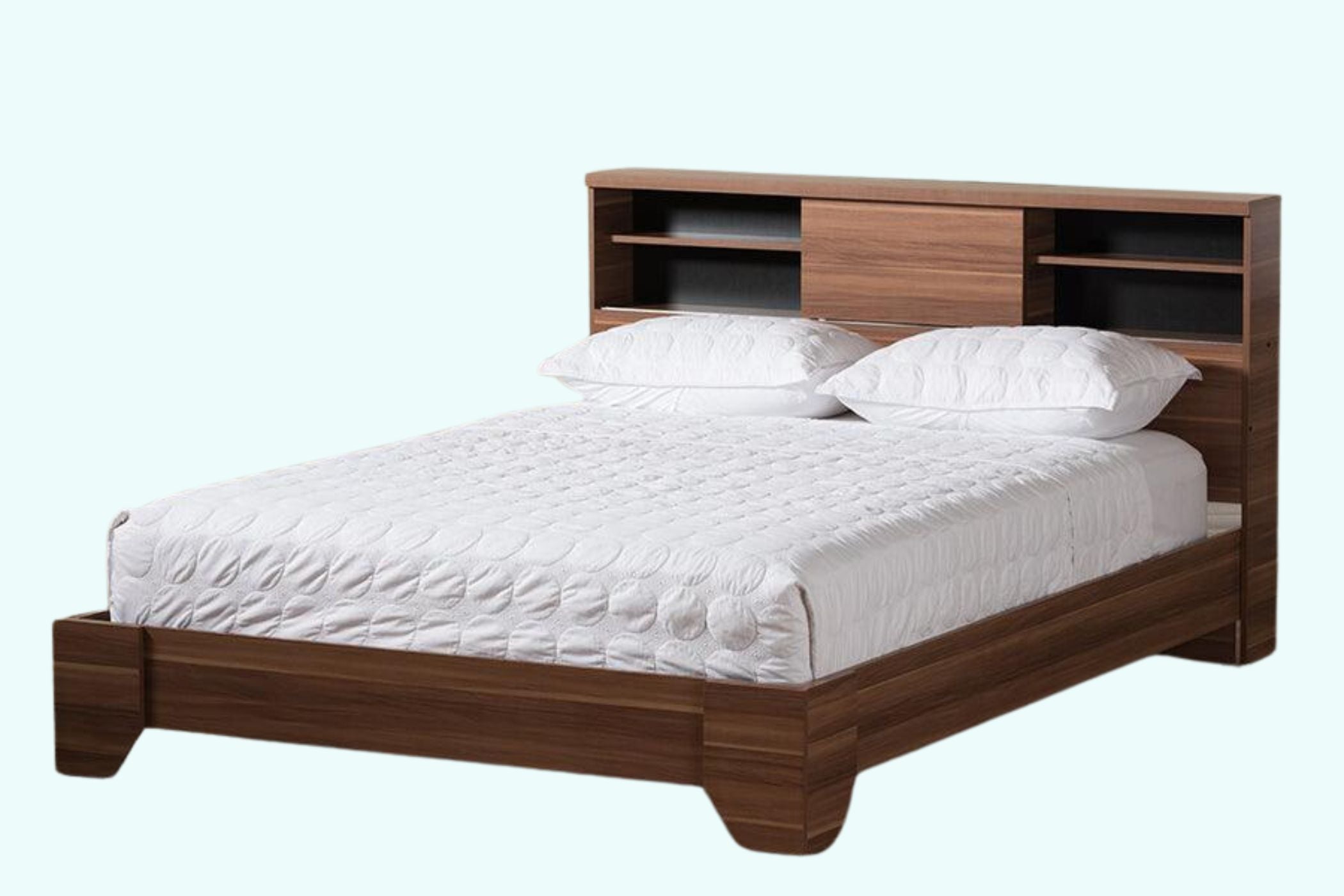 Vanda Two-Tone Walnut And Black Wood Queen Size Platform Bed