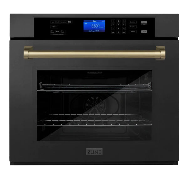 ZLINE 30" Autograph Edition Single Wall Oven with Self Clean and True Convection in Black Stainless Steel (AWSZ-30-BS-CB)