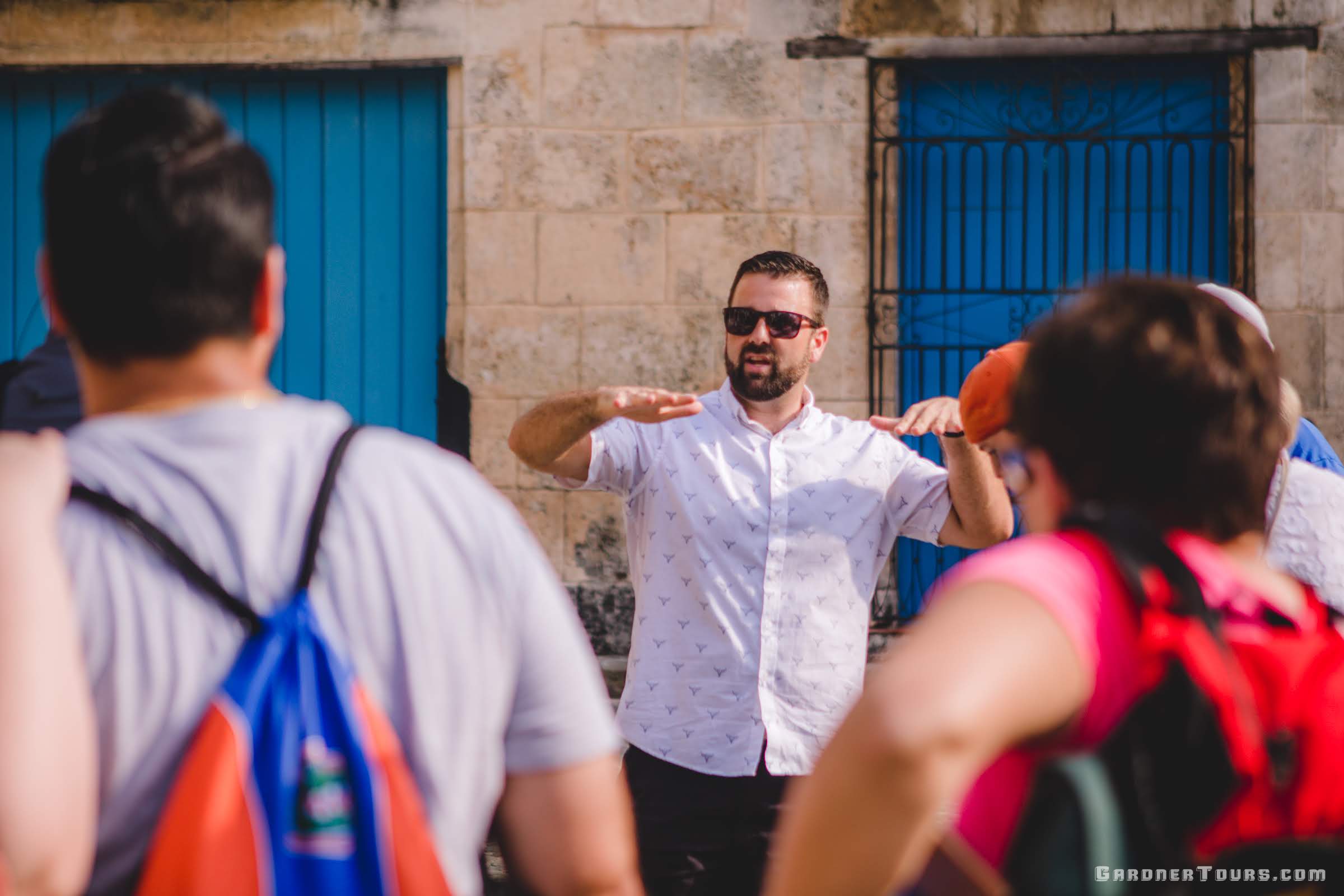 Gardner Tours_Havana_Cuba_Tour Guide_Colby Gardner in Plaza of the Cathedral