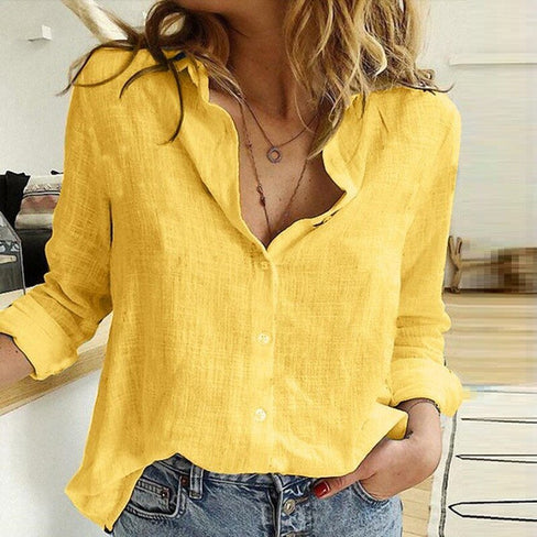 SOLID COLOR LONG SLEEVE BLOUSES