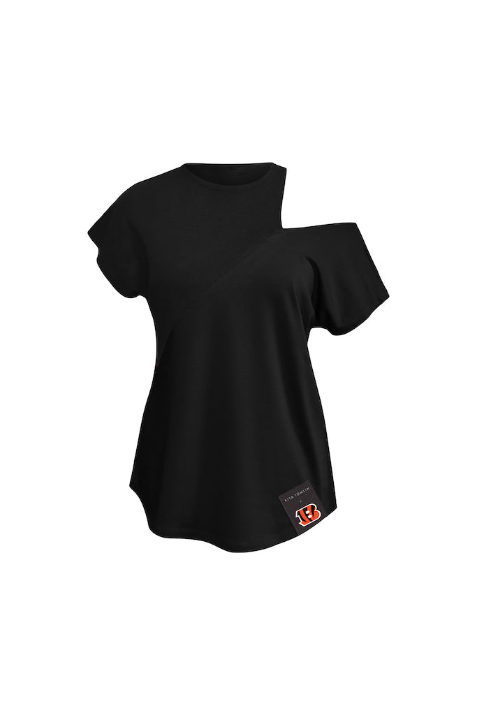 KIYA Tomlin Black Cincinnati Bengals Cut Out Tri-Blend Shirt