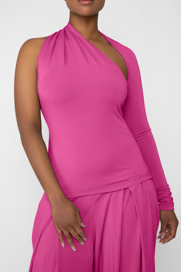 KIYA Tomlin One-Shoulder Sling Tee for Women Raspberry Rose / S