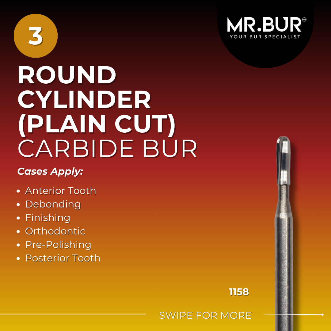 This picture shows Mr bur 245 carbide bur plain cut which is best for cutting hard materials efficiently 