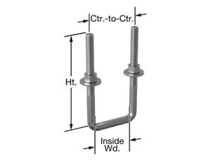 Pack of 4 - Sq U-Bolt Zinc-Plated Steel, 3/8"-16 Thread, 3" Inside W, 2-5/8" H