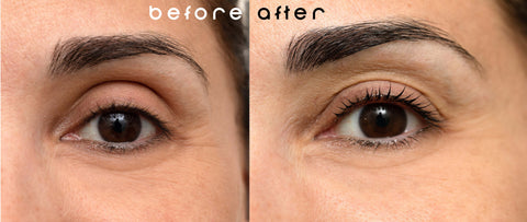 Before and after results for using NobuLash Mascara from NobuCaremetics