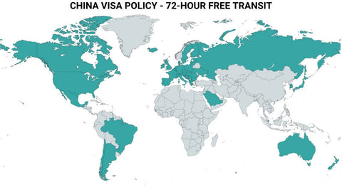 Los países que se pueden aplicar la política de 72 horas de tránsito libre en China