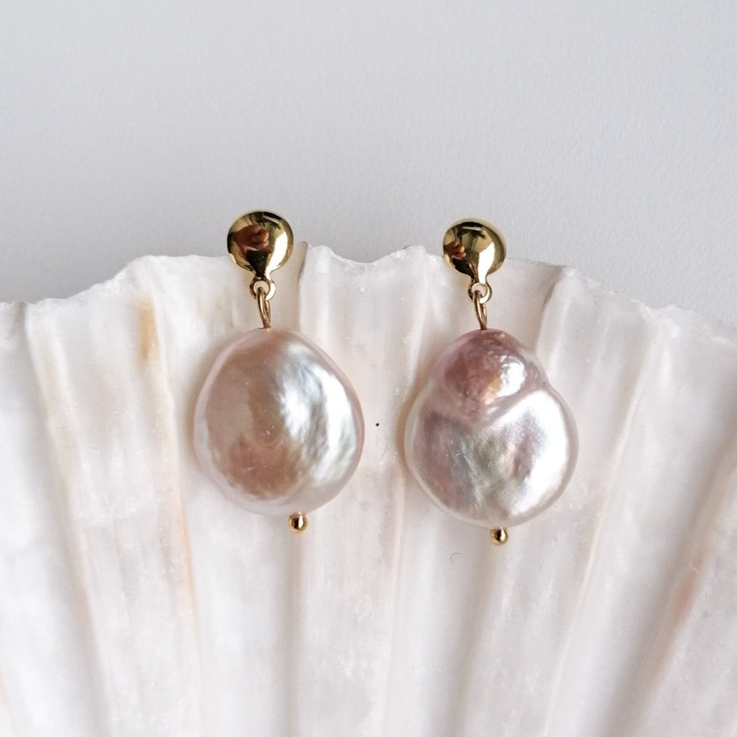 Keshi pearl earrings - gold filled