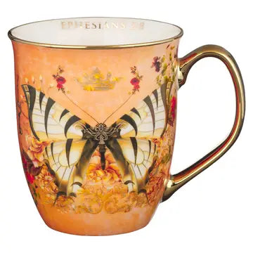 Mug Orange/White Butterfly Grace Eph. 2:8