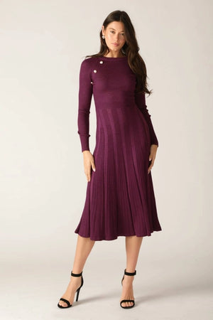 A solid sweater knit midi dress - ISW5320 ORCHID METALLIC - ORCHID METALLIC Contemporary - CHICA Boutique + Art Studio