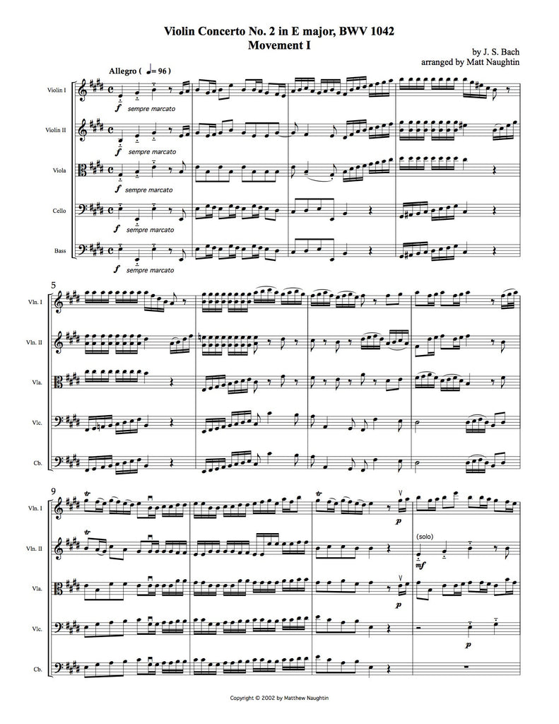 Violin Concerto 2 in E BWV 1042, First Movement S. Bach | Matt Naughtin