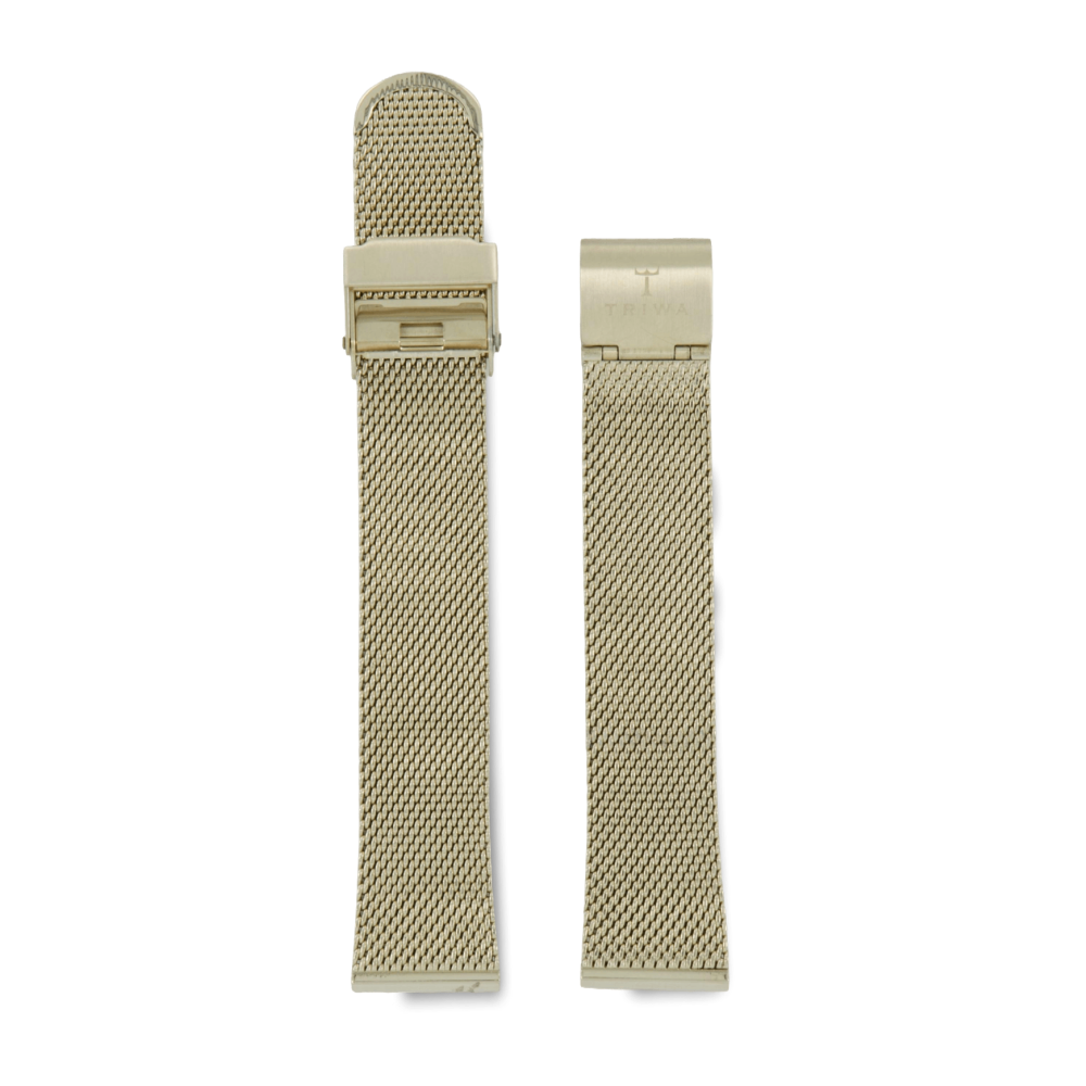 Triwa | Rostfritt Stål Mesh Klockarmband i Ljusguld | 18mm | Ställbar Storlek