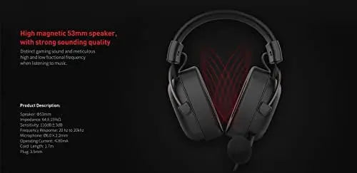 Headset Gamer Earphone with Microphone Speaker 53mm Plug 3.5mm Compatible with XBOX ONE and PS4 HV-H2002d and (Black) 5