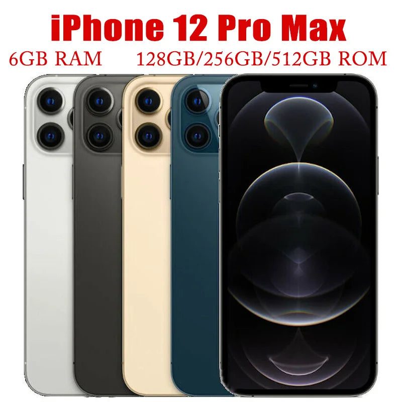 Apple iPhone 12 Pro Max - 6.7" OLED Smartphone with 6GB RAM, 128GB/256GB/512GB ROM, A14 Bionic Chip, iOS, Face ID, NFC, Unlocked, 5G