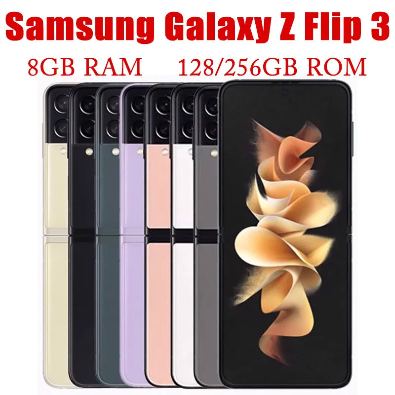 Unlocked Samsung Galaxy Z Flip 3 5G F711U1 - 6.7" Foldable Smartphone with 8GB RAM, Snapdragon, NFC, Original, 128/256GB ROM