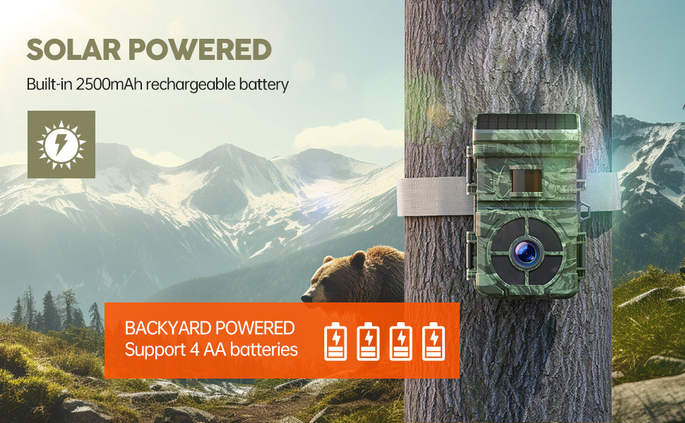 24MP 1080P Solar Powered Trail Game Camera with No Glow Night Vision & 32GB Micro SD Card