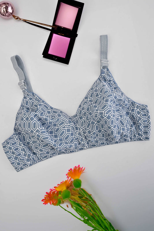 Women's Floral Pattern Printed Design Basic Cotton Bra