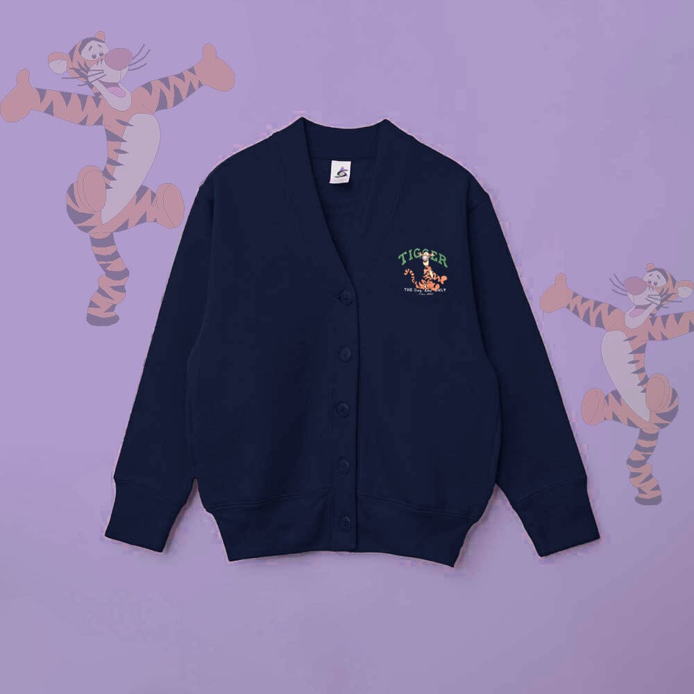 Smart Blanks Kid's Tiger Printed Long Sleeve Fleece Cardigan Boy's Sweat Shirt Fiza Navy XS(3-4 Years) 