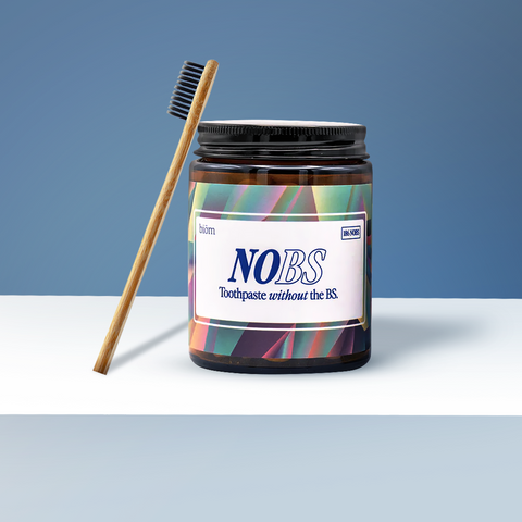 A jar of NOBS Toothpaste Tablets