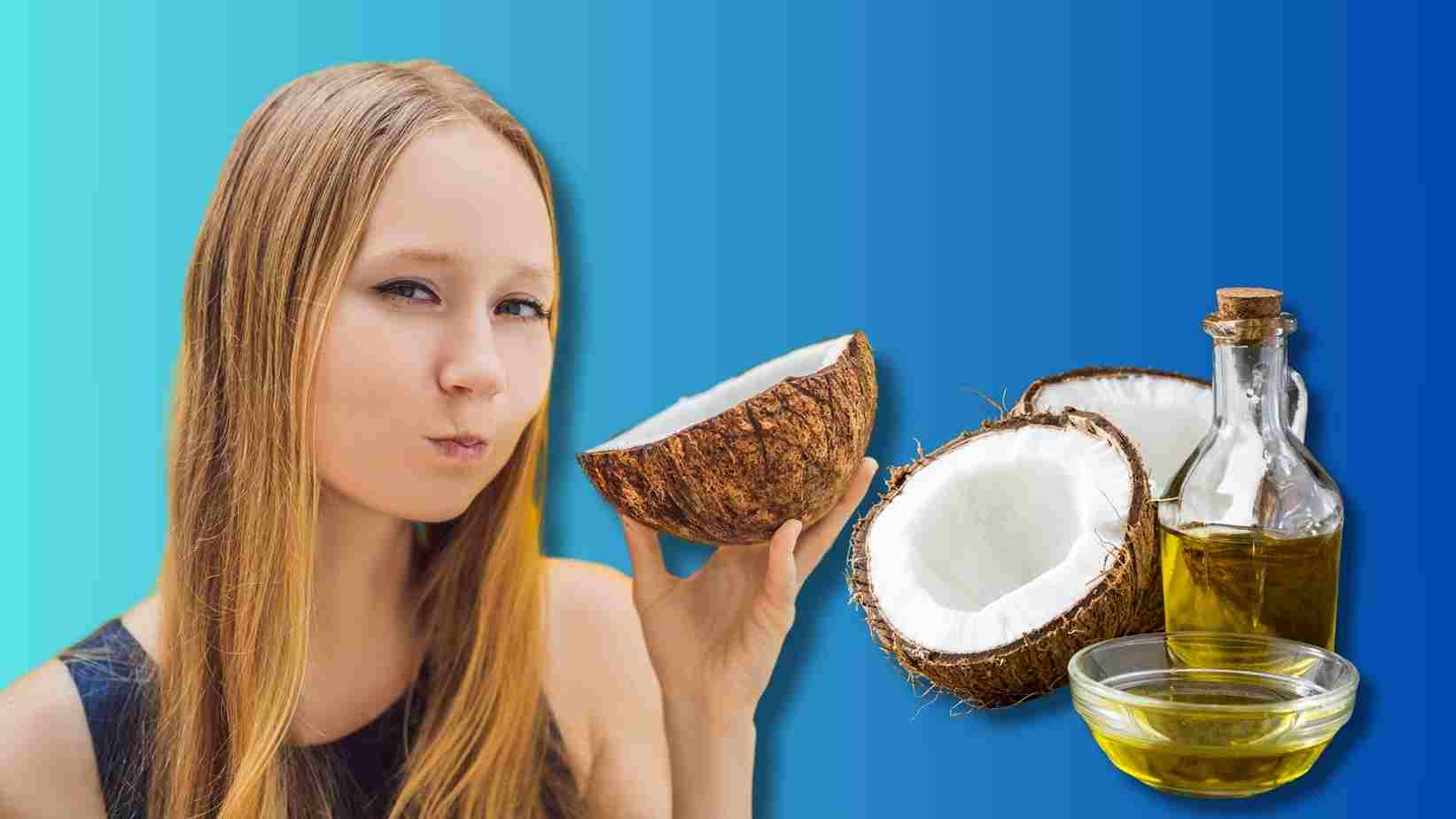 A woman practicing oil pulling